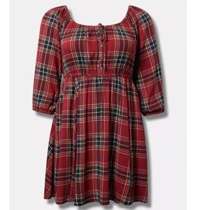 Torrid Red Plaid Babydoll Dress